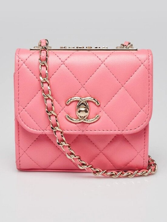 CHANEL Handbags - Chanel Coral Quilted Lambskin Leather Mini Trendy CC Clutch with Chain Bag